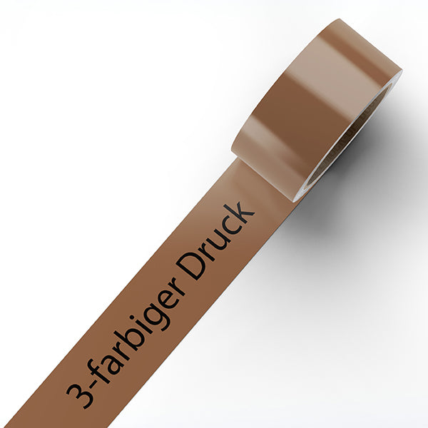 Braunes Klebeband mit 3 farbigem Aufdruck / Logodruck